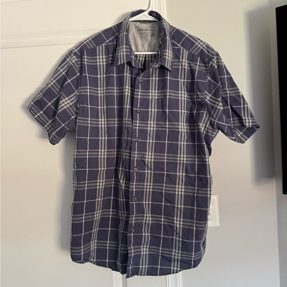 Eddie Bauer plaid button front short sleeve shirt